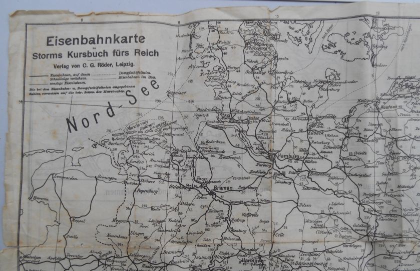 Eisenbahnkarte Storms Kursbuch fürs Reich
